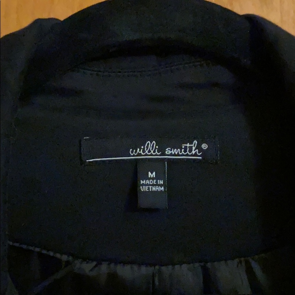 Willi Smith Size Medium Black Ruffled Trench Coat - image 3